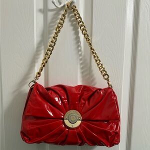 Henri Bendel Red Patent Leather Shoulder Bag with Gold Hardware - Like new